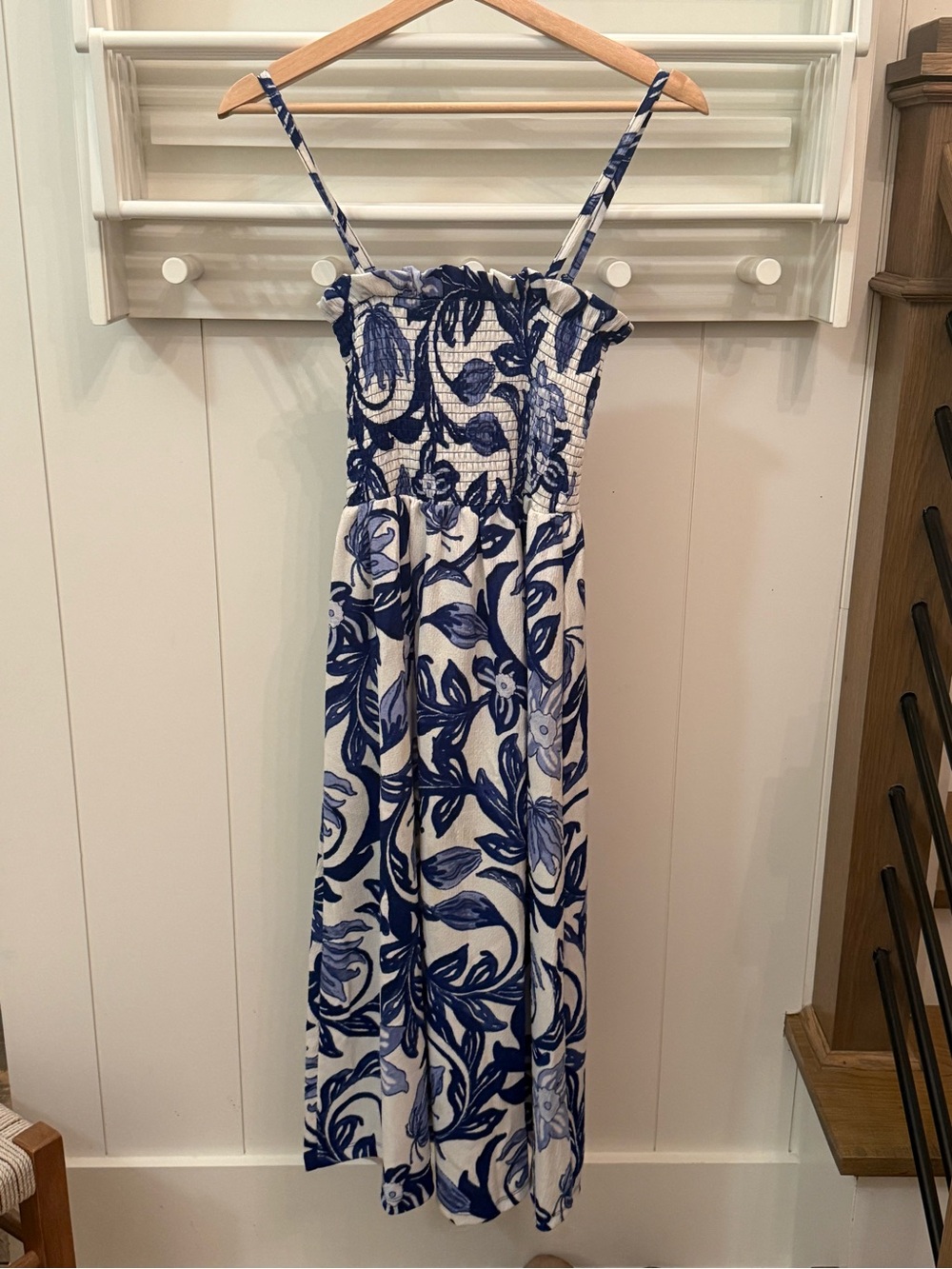 H&M Woman’s Blue Floral Smocked One-Piece Dress